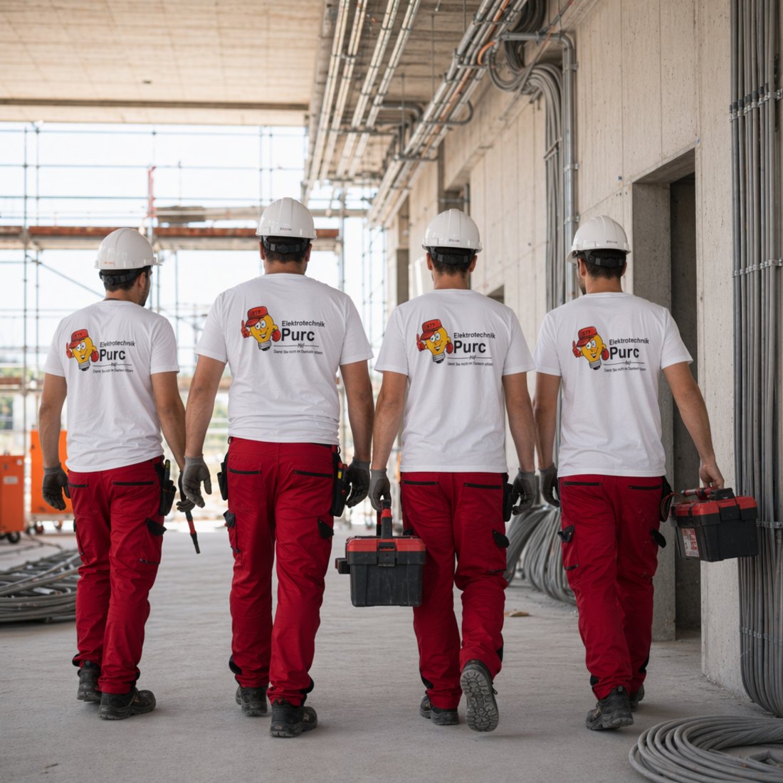 Das Team von Elektrotechnik Purc auf einer Großbaustelle